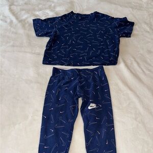 Nike Kids Navy and Pink Pajama Set